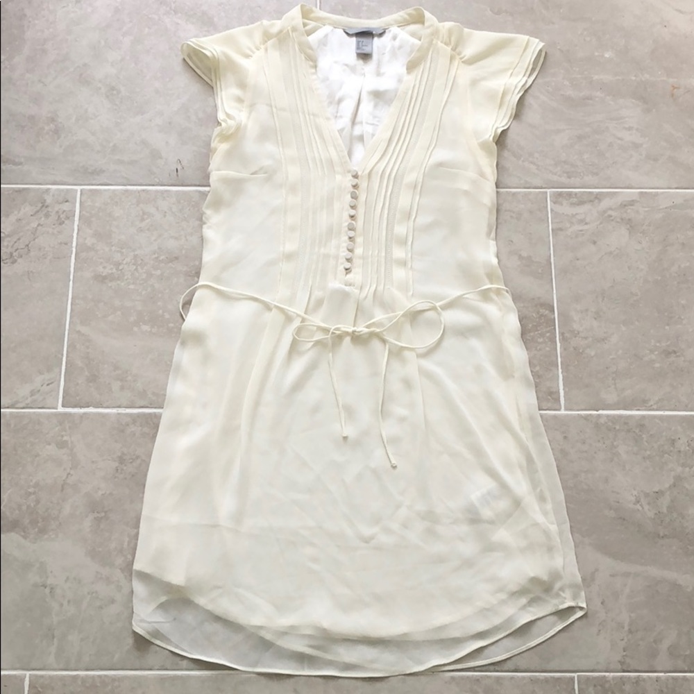 H&M | Button Front Tie Cream Dress